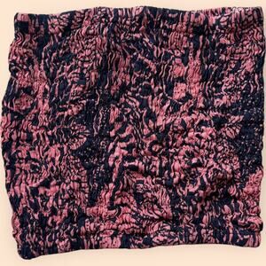 Chantique Hawaii Pink Navy Smocked Strapless Tube Top Y2K